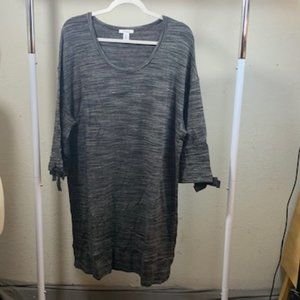 Daily Ritual Women's Dark Gray 1/2 Tie Sleeve Scoop Neck Dress XL NIB